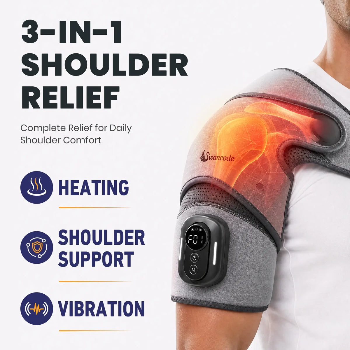 ShoulderSoothy Wrap | 3-in-1 Heated Shoulder Support Brace with Vibration