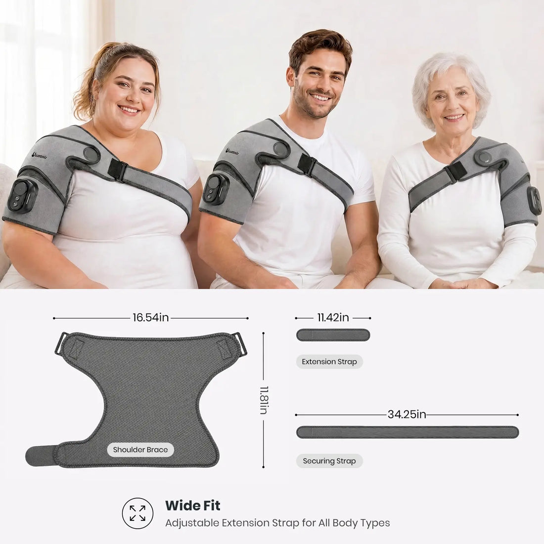 ShoulderSoothy Wrap | 3-in-1 Heated Shoulder Support Brace with Vibration